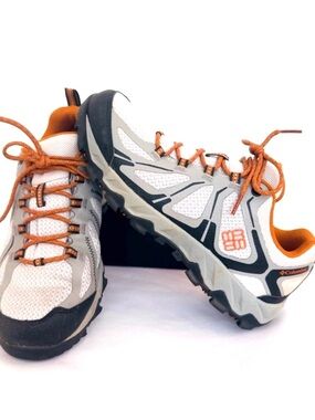COLUMBIA OUTDRY ~ Unisex Athletic Shoes in Gray with Orange Trim Details size 7